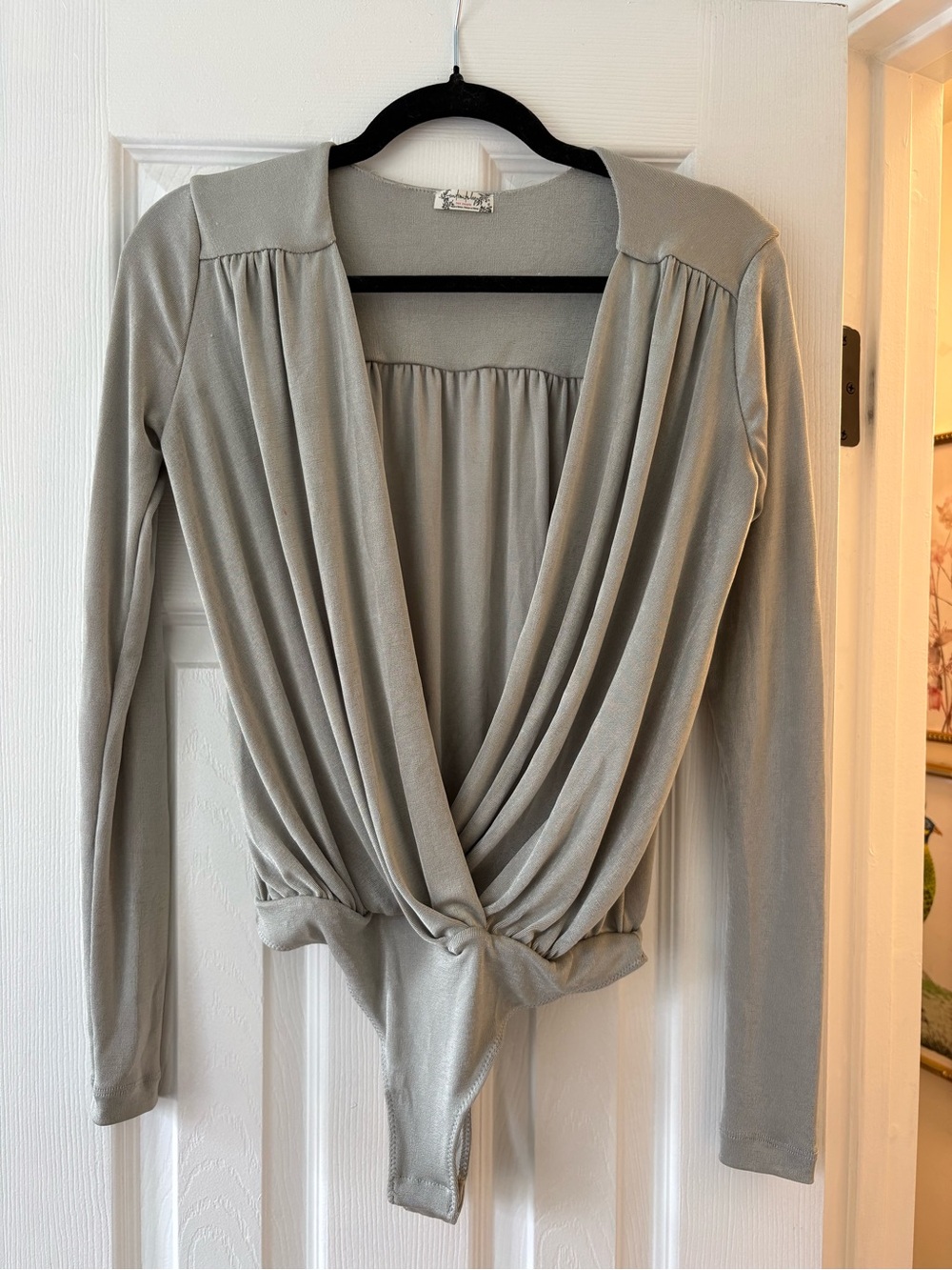 Free People Ribbed Scoop Neck Top in Light Gray